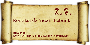Kosztolánczi Hubert névjegykártya
